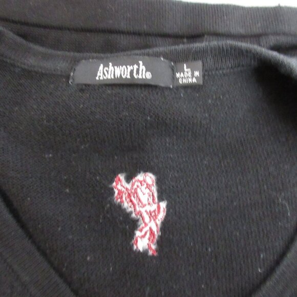 Ashworth Mens Sweater Vest Size Large Golf Silk Blend Black Arkansas Razorbacks - Picture 3 of 6